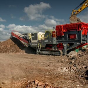 Sandvik QJ341 jaw crusher at gravel pit.