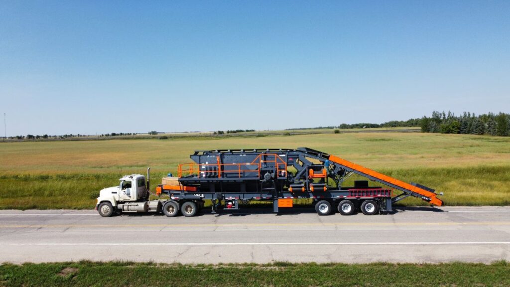 Portable crushing and screening plant.